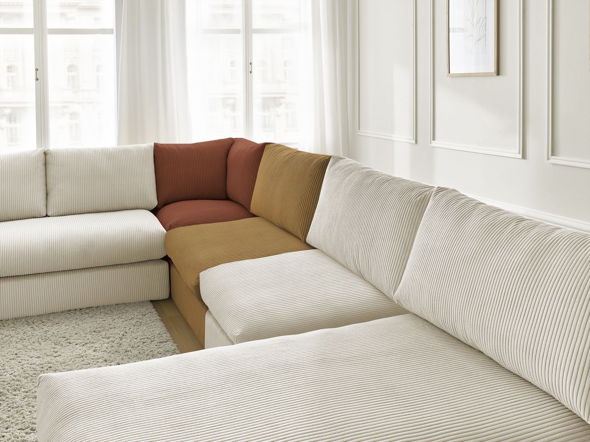 Bobochic Paris Ecksofa Cordsamt Mehrfarbig