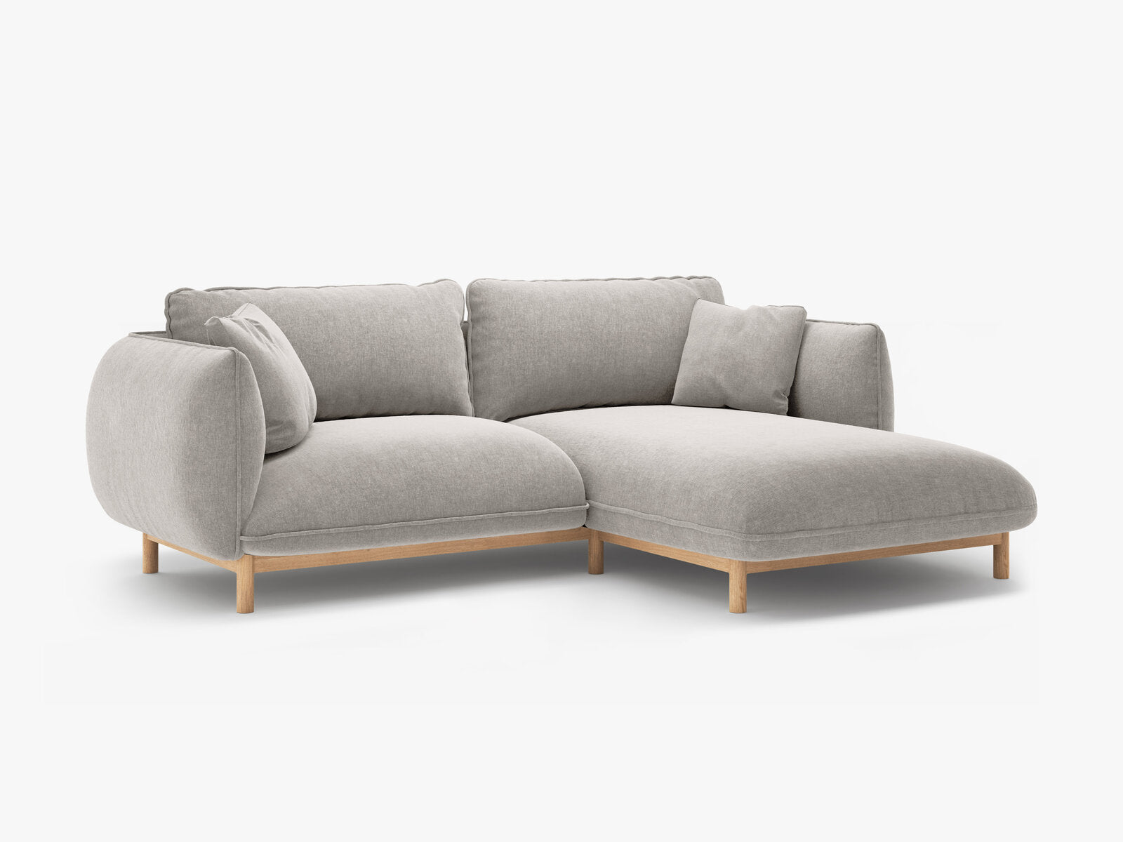 Micadoni Ada Ecksofa 3-Sitzer Rechts Strukturierter Stoff Wind Hellgrau