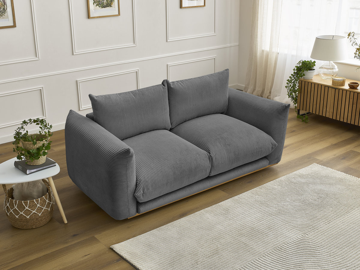 Bobochic Ernest Sofa 2-Sitzer Cordsamt Dunkelgrau