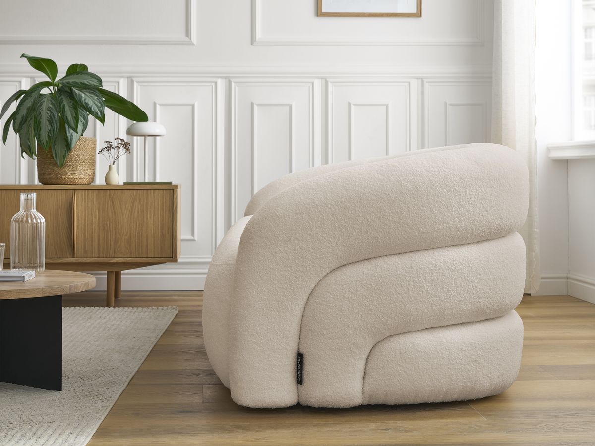 Bobochic Elina Sofa 3-Sitzer Bouclé-Stoff Beige