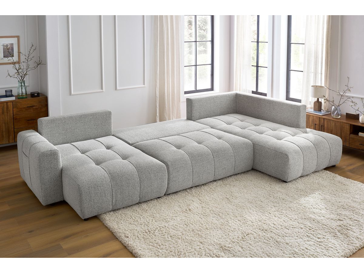 Bobochic Arsene Wohnlandschaft Melange-Stoff Hellgrau Ecke links