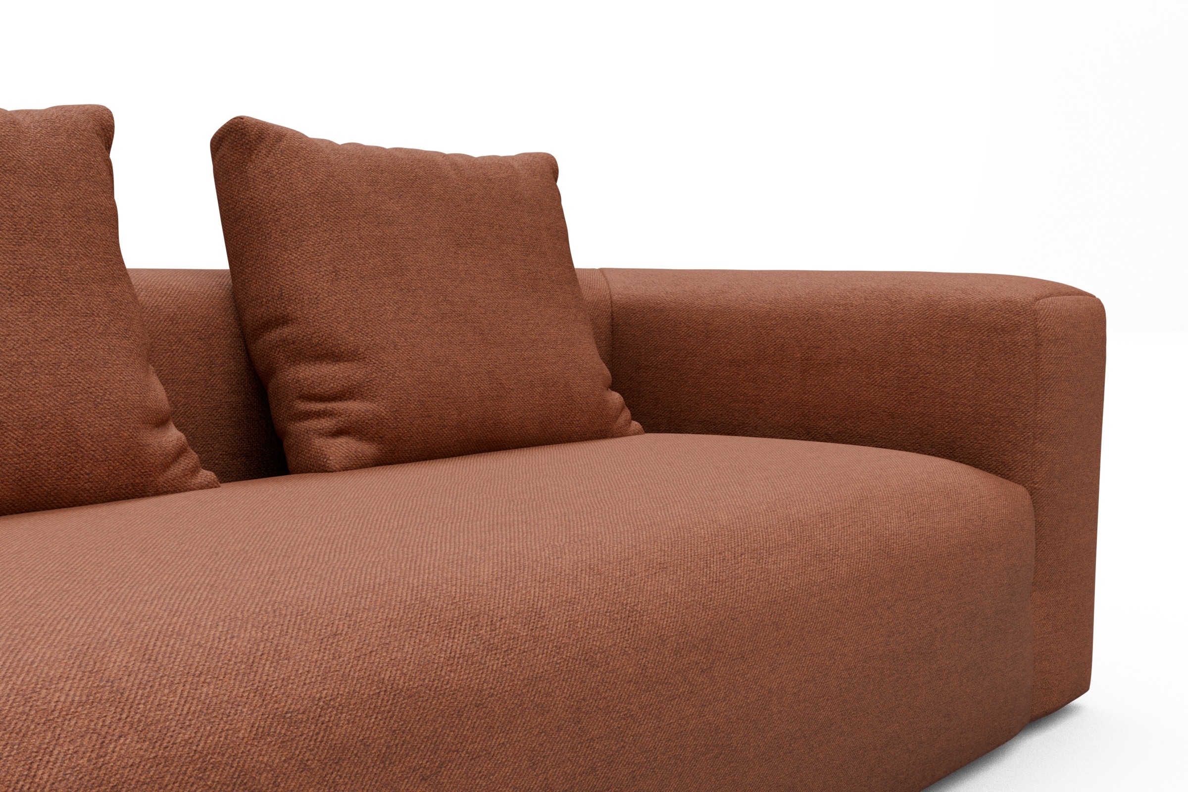 Wohnlandschaft Fred Chaiselongue links mit 2-Sitzer und lange Armlehne rechts Weda-Rust