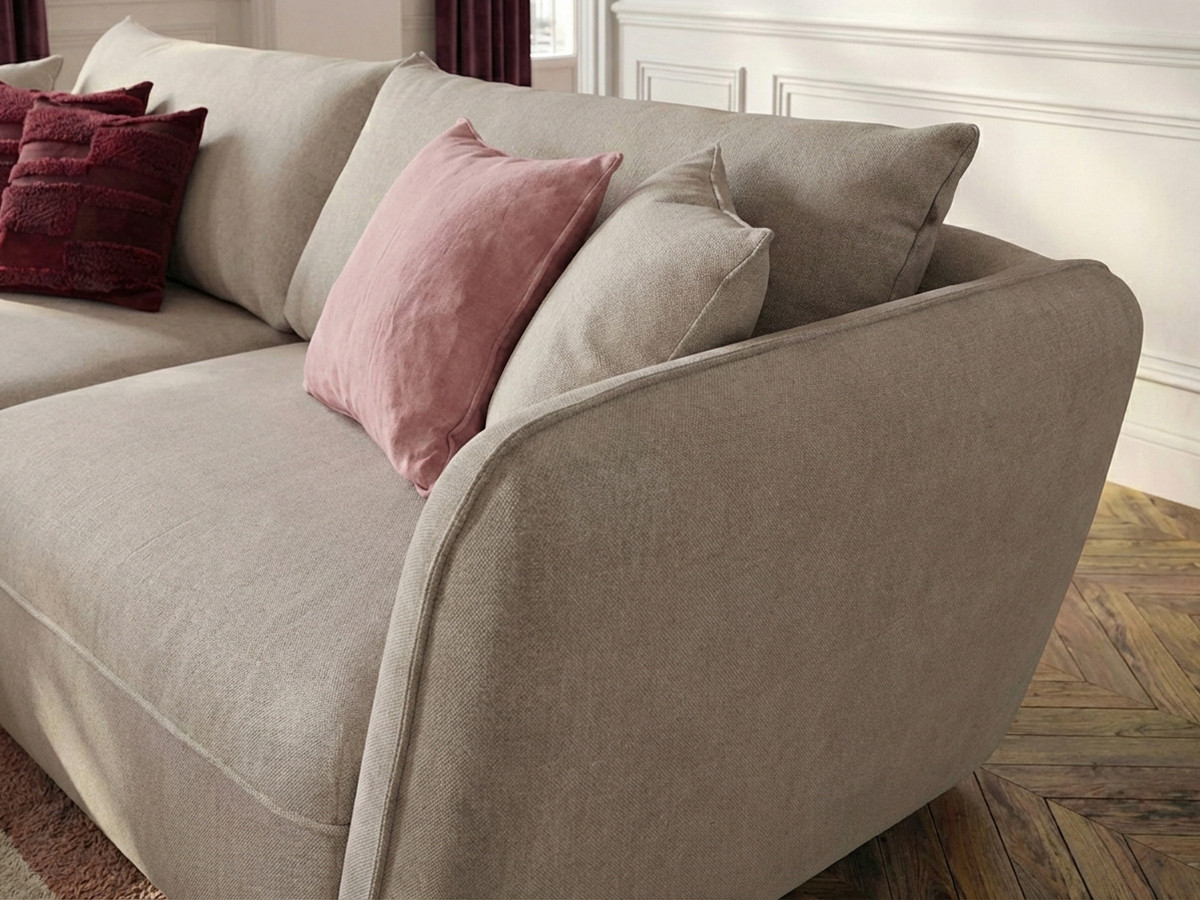 Bobochic Luigi Ecksofa mit Pouf Strukturstoff Beige Ecke links