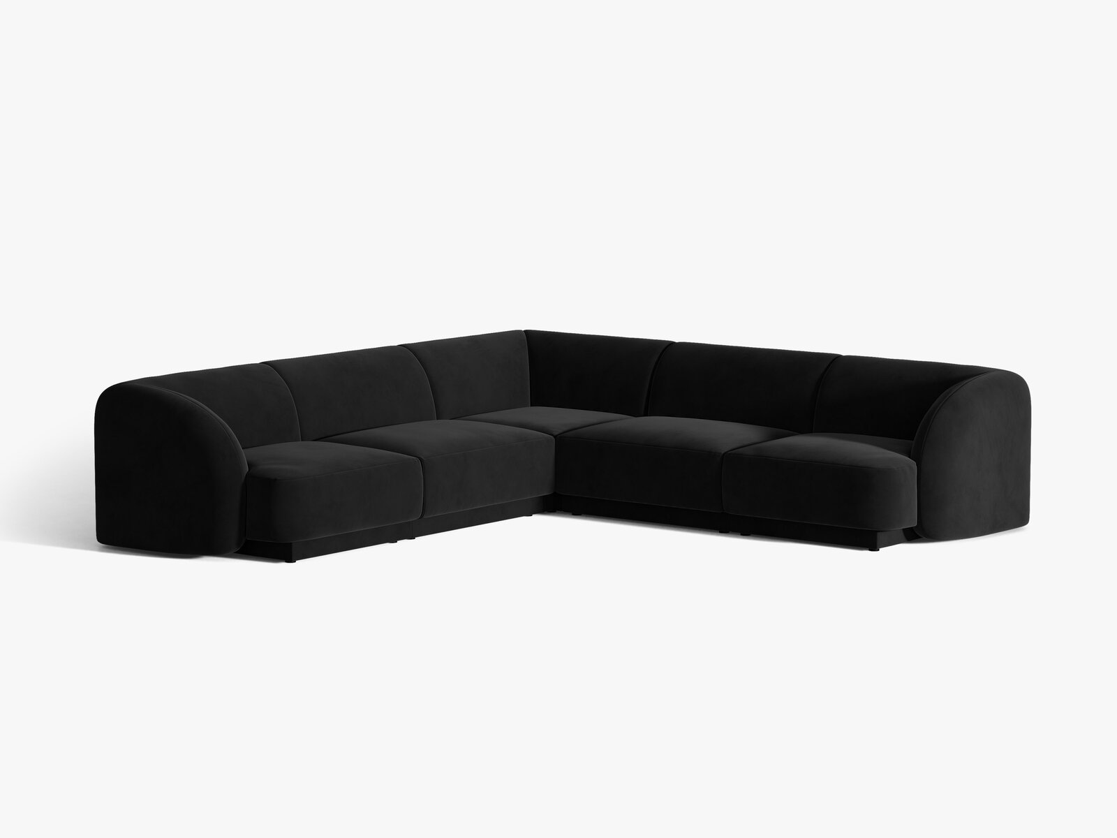 Micadoni 5-Sitzer Symmetrisches Ecksofa Miley Samt Bluvel Schwarz