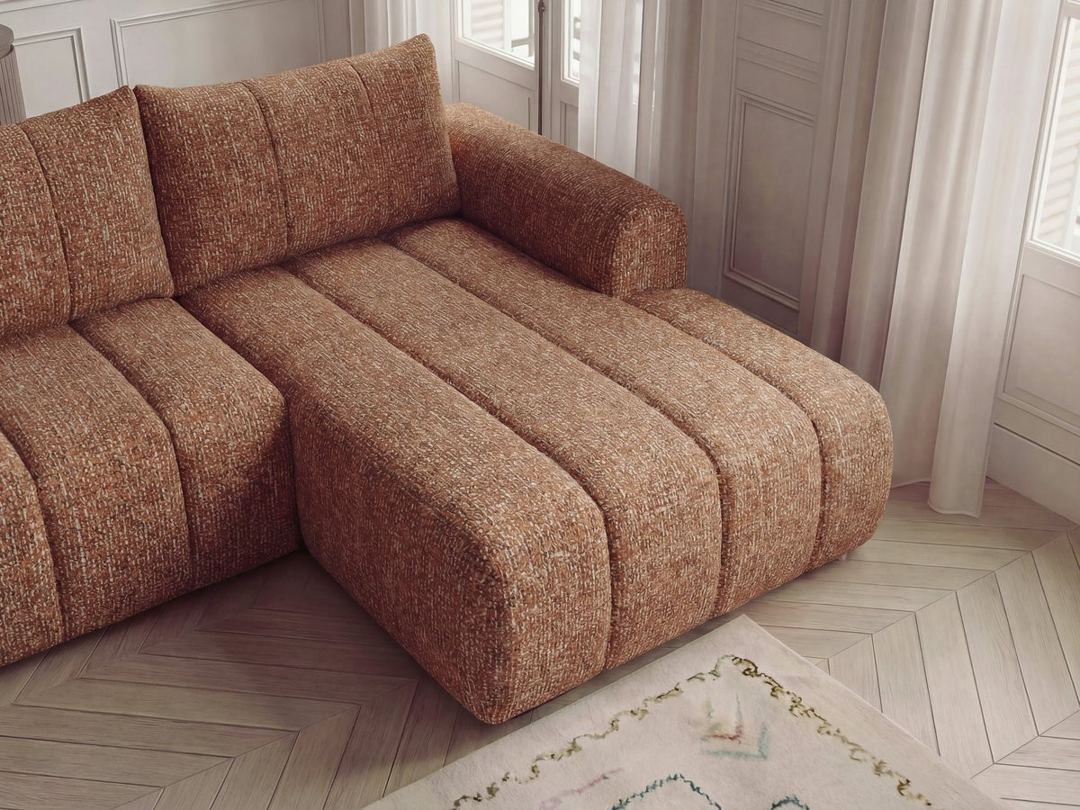 Bobochic Nesty Wohnlandschaft mit Pouf Melange-Stoff Orange Ecke rechts