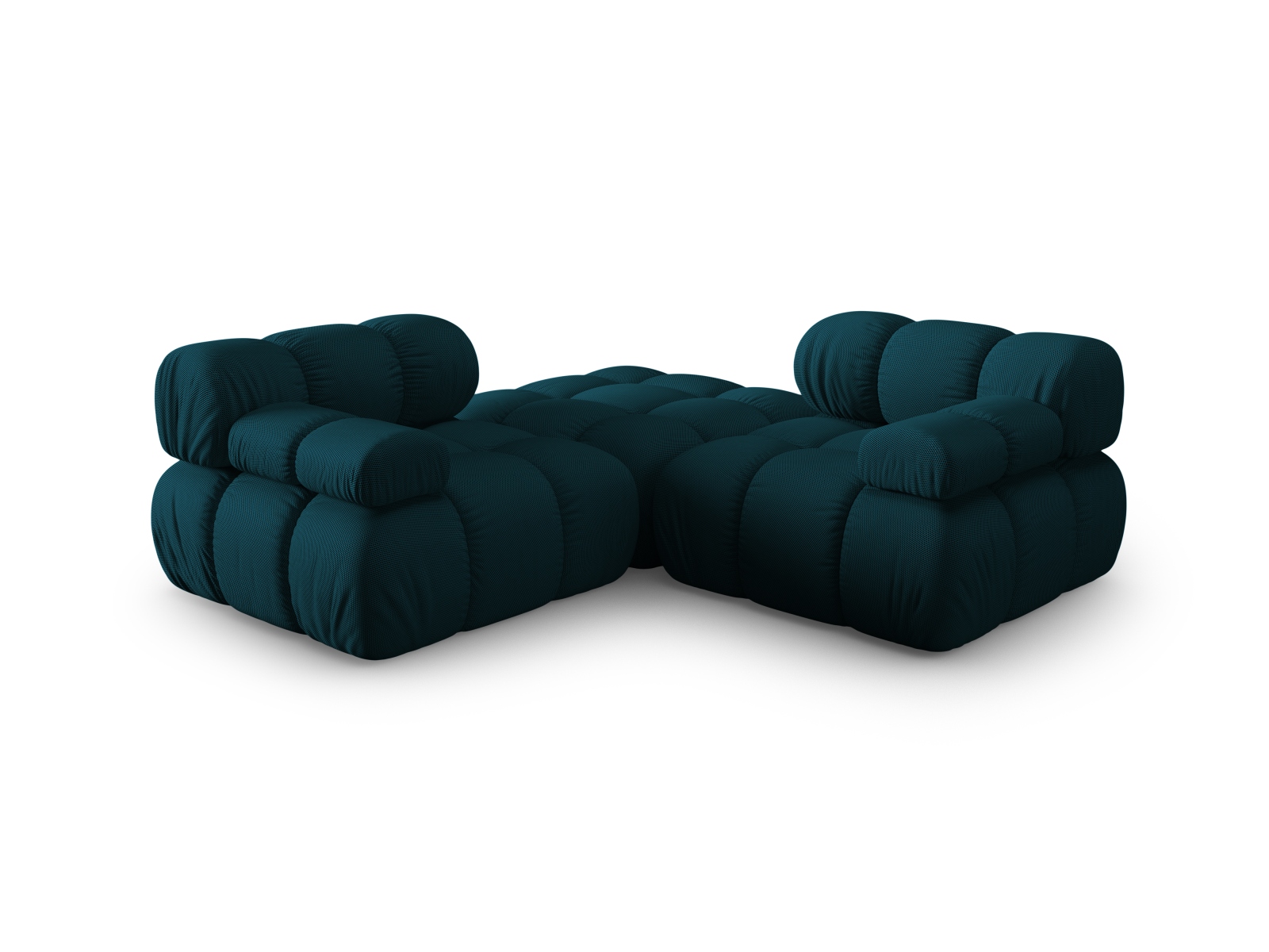 Micadoni Modulares Sofa Bellis 3-Sitzer mit flachem Modul 3D-Stoff Sonic Marineblau