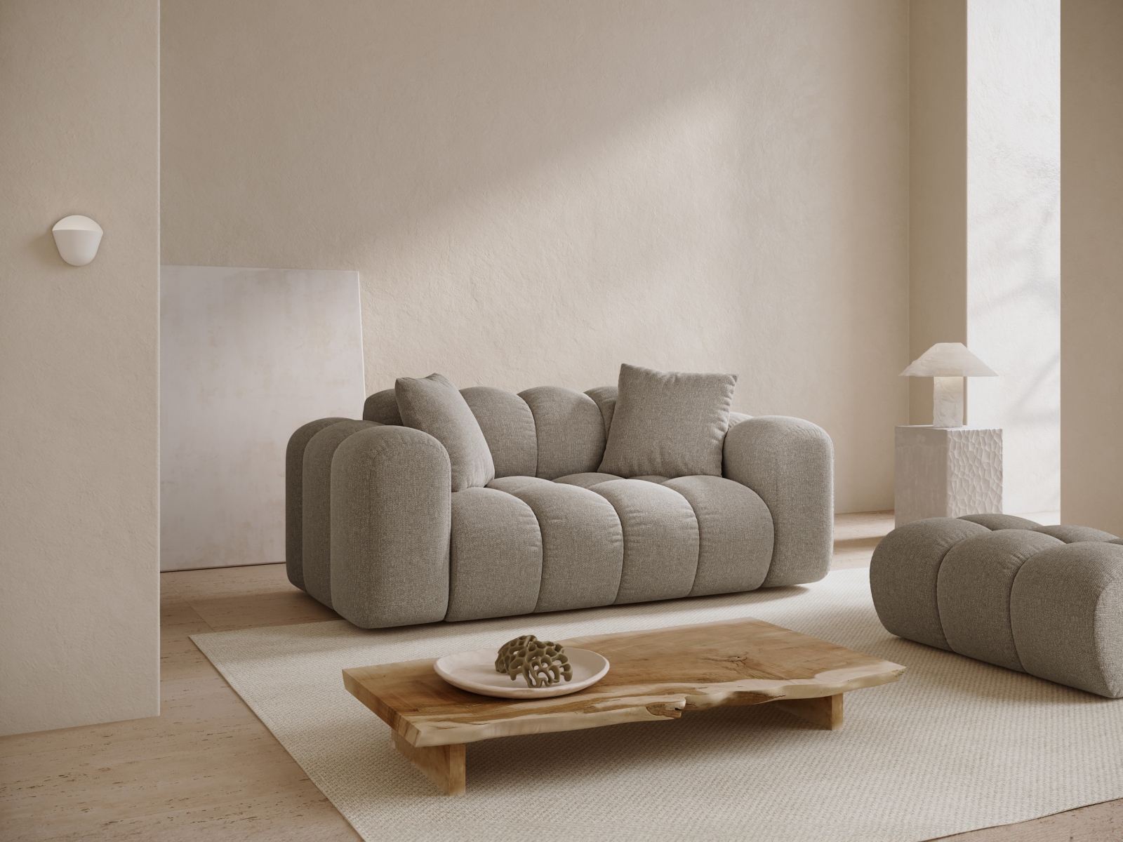 Cosmopolitan Design Sofa Treno 2-Sitzer Chenille Eden Dunkelbeige