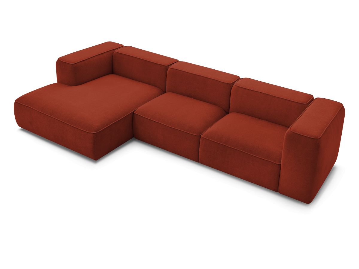 Bobochic Zephyr Ecksofa 349 × 165 cm Strukturstoff Orange Ecke links