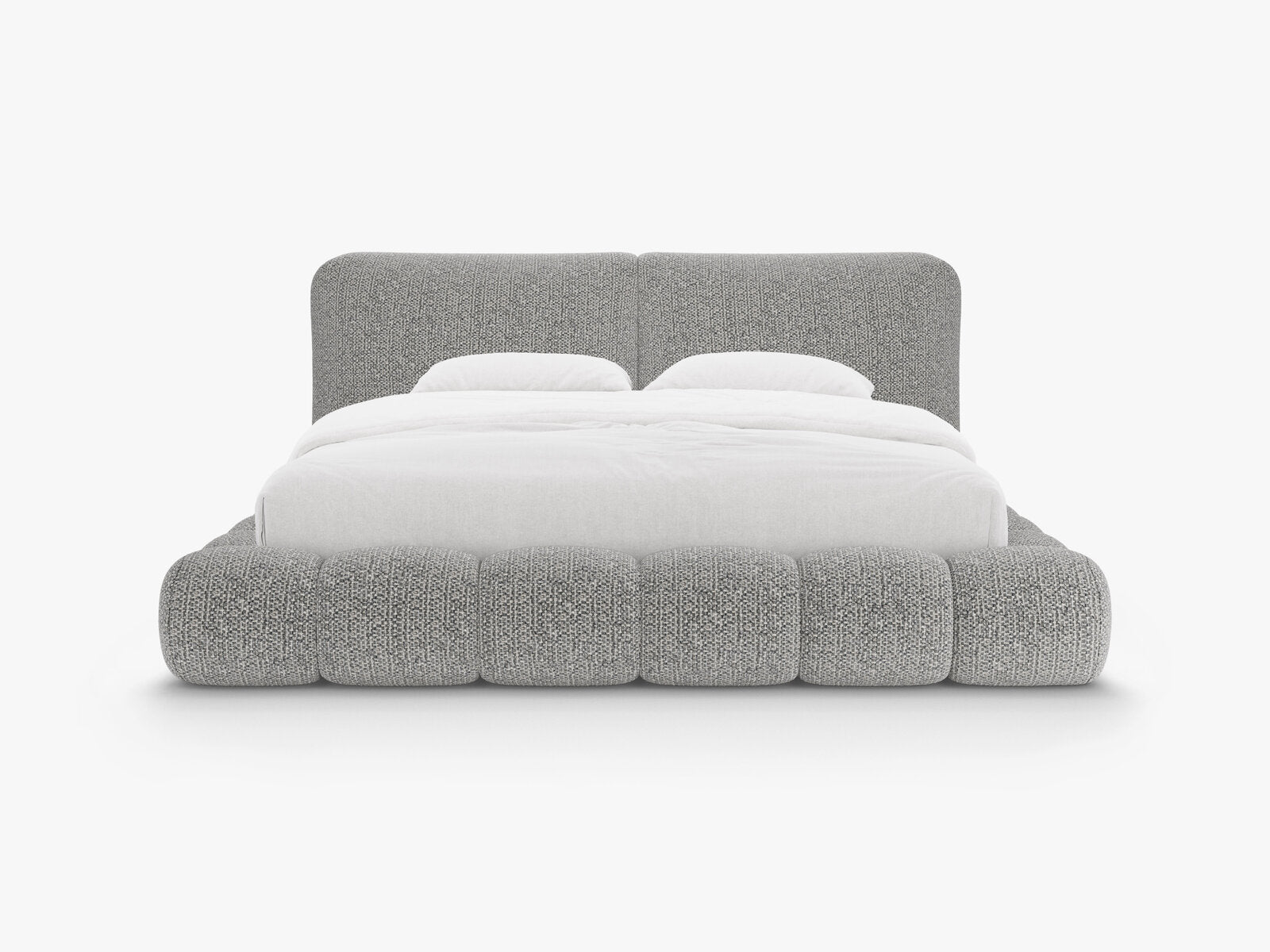 Micadoni Stauraumbett mit Kopfteil Solange Chenille Silencio Grau
