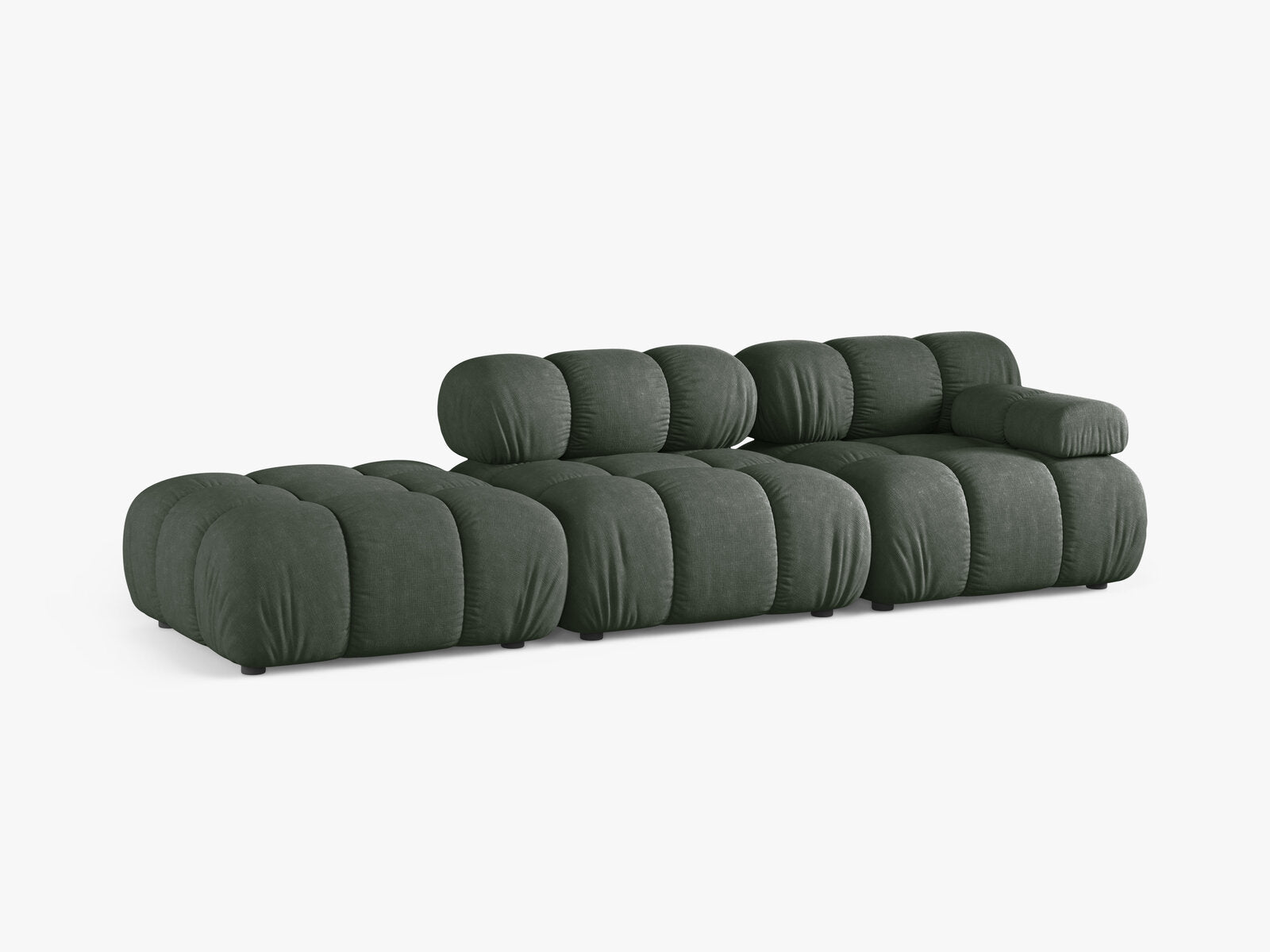 Micadoni Modulares Sofa Bellis 4-Sitzer Links Strukturierter Stoff Liberty Moßgrün