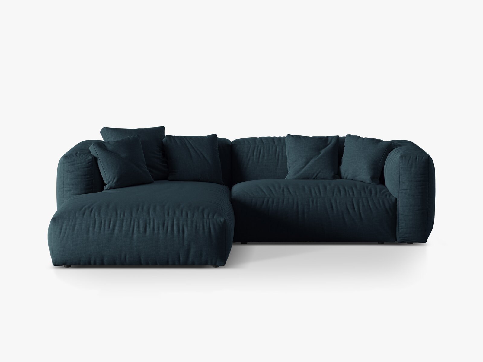 Micadoni Ecksofa Martina 2-Sitzer Links Strukturierter Stoff Boston Jeansblau
