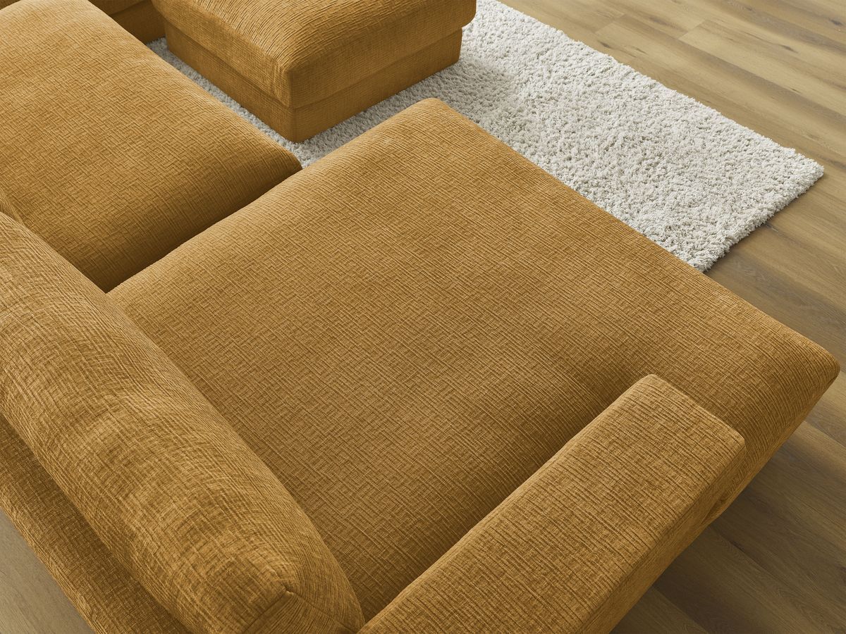 Bobochic Leonard Wohnlandschaft mit Pouf 349 × 159 cm Strukturstoff Gelb