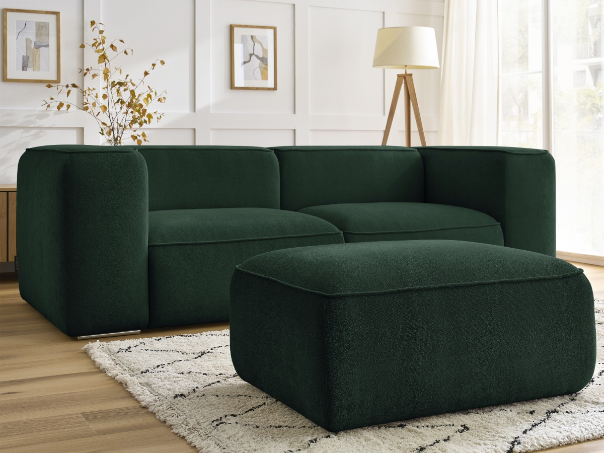 Bobochic Zephyr Sofa 3-Sitzer mit Pouf Strukturstoff Grün