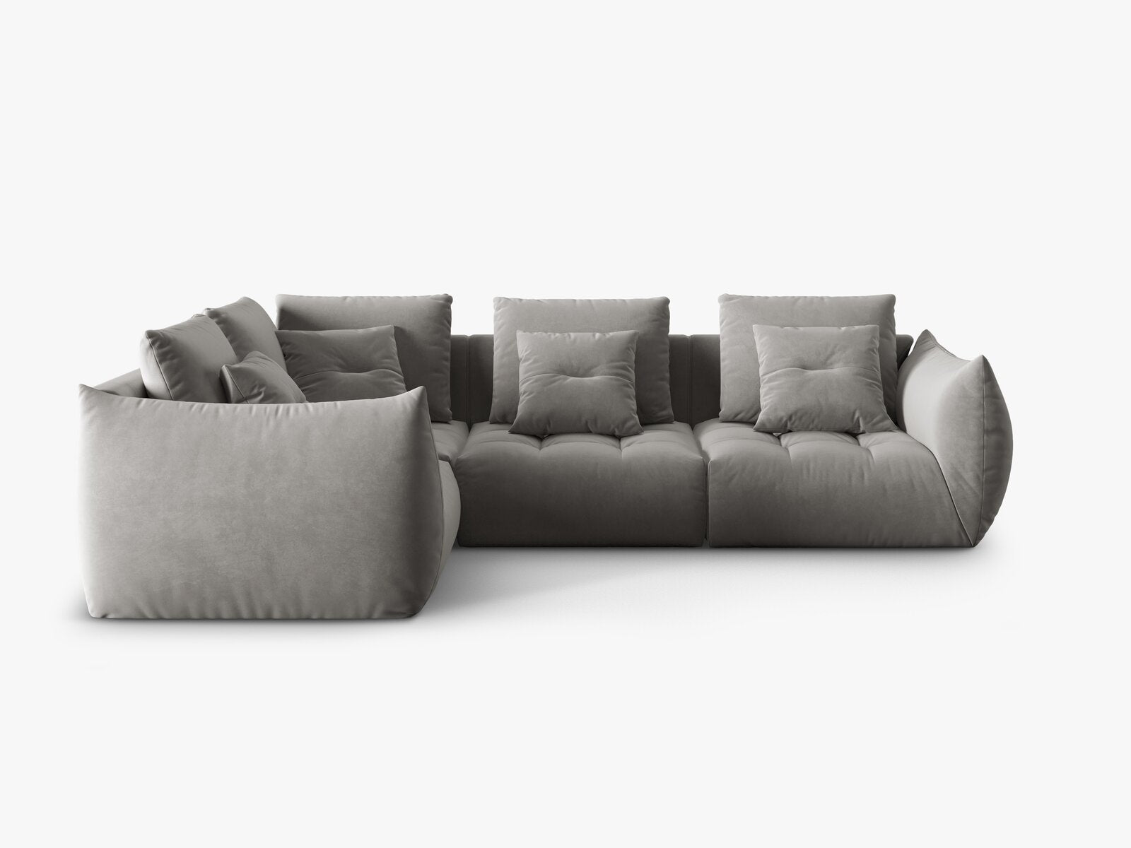 Micadoni Ecksofa Bloom 4-Sitzer Links Samt Grau