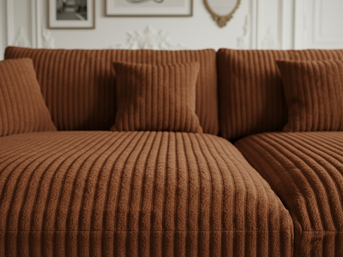 Bobochic Belem Sofa 3-Sitzer Breitcord weich Orange