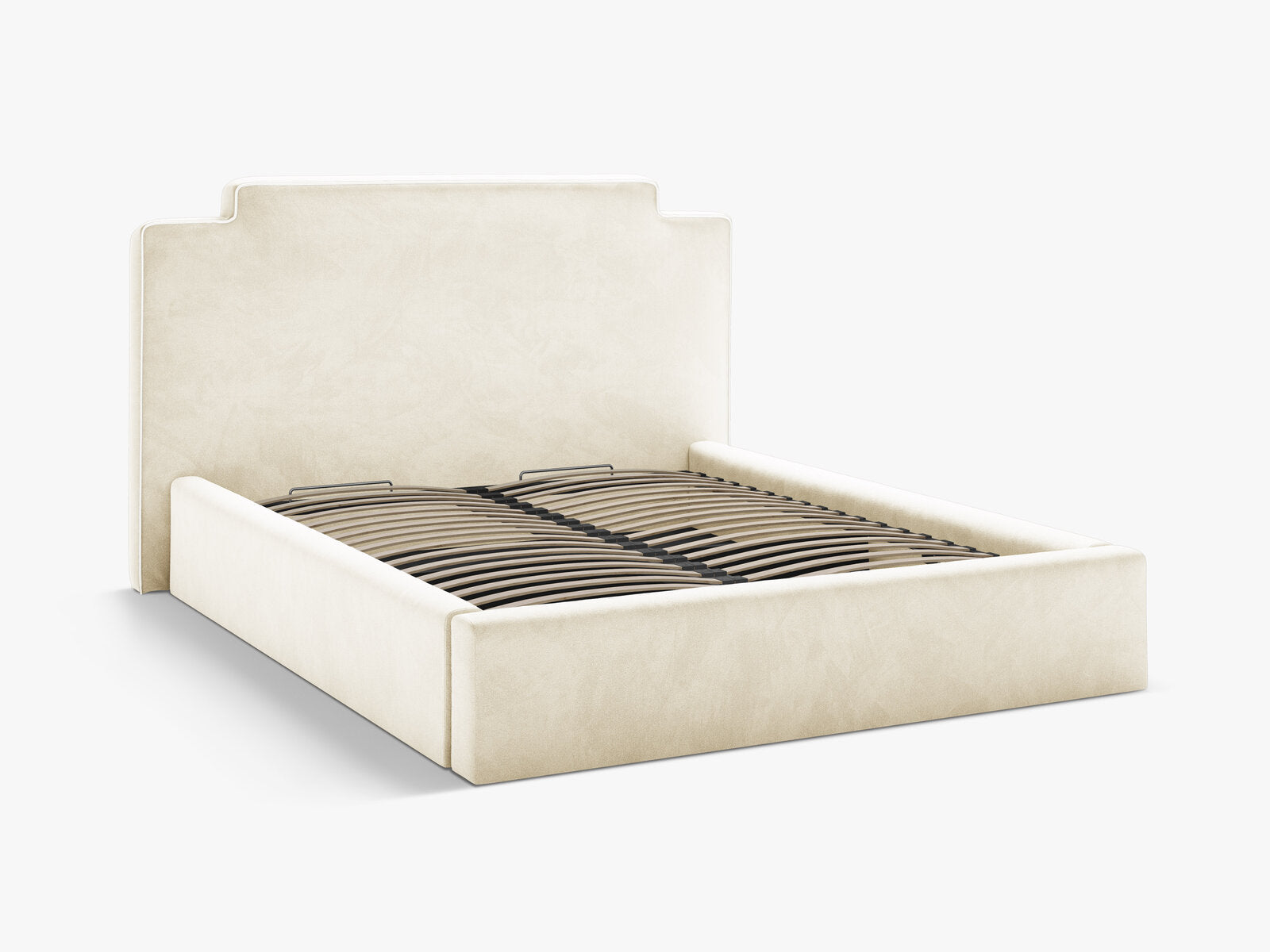 Micadoni Princess Samtbett mit Bettkasten und Kopfteil Samt Magic Velvet Elfenbein 160x200