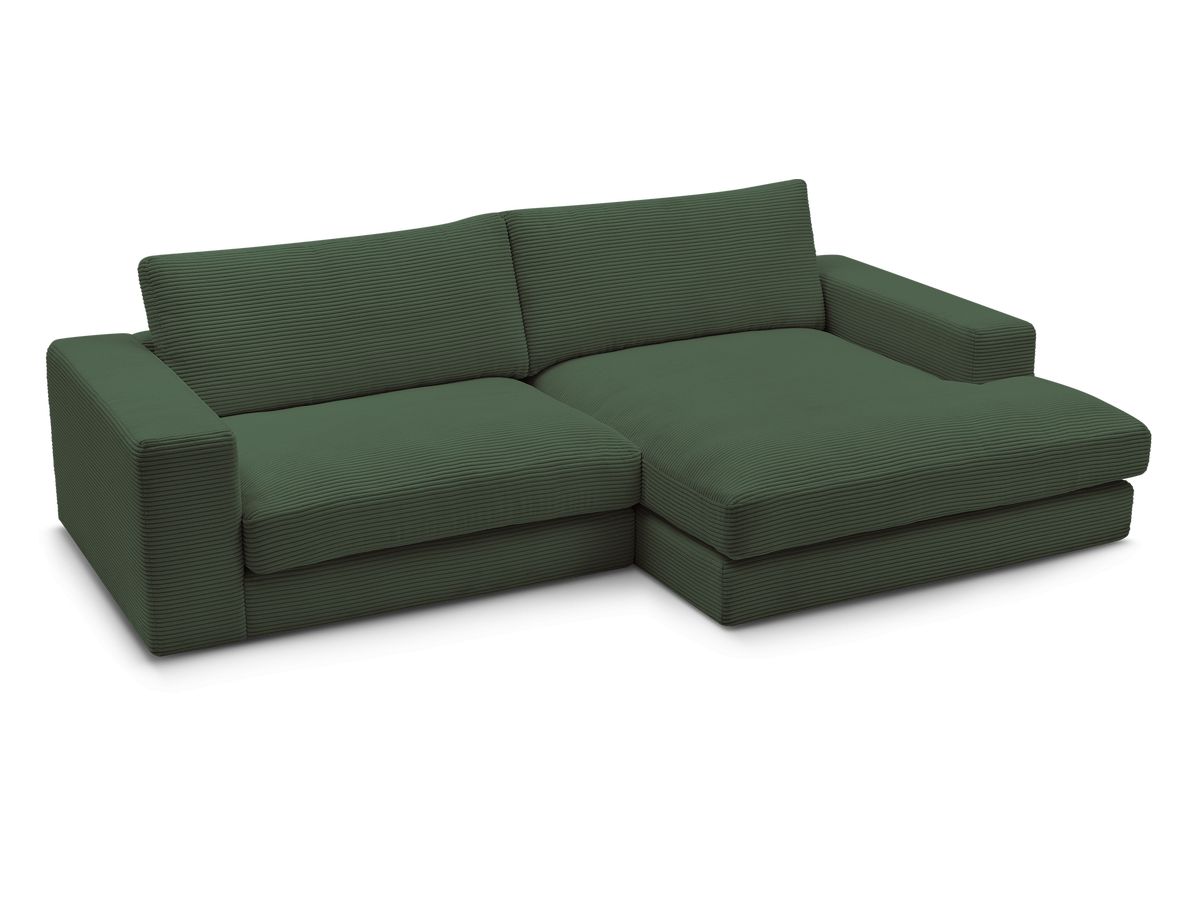 Bobochic Leonard Ecksofa 234 × 159 cm Cordsamt Dunkelgrün Ecke rechts