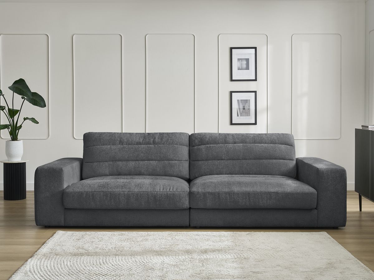 Bobochic Sierra Sofa 3-Sitzer Strukturstoff Dunkelgrau