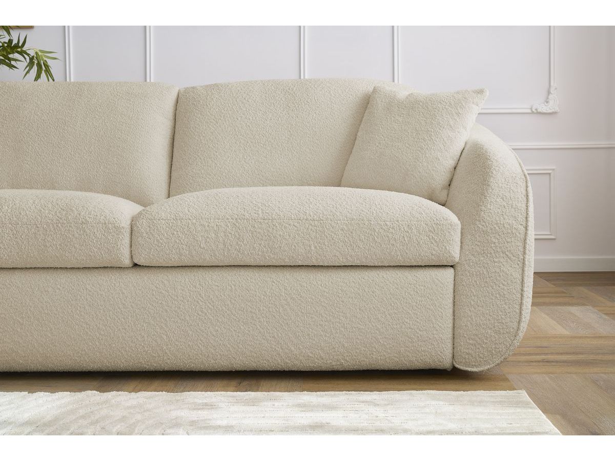Bobochic Cezanne Schlafsofa 3-Sitzer Bouclé-Stoff Beige, Liegefläche 160 × 194 cm