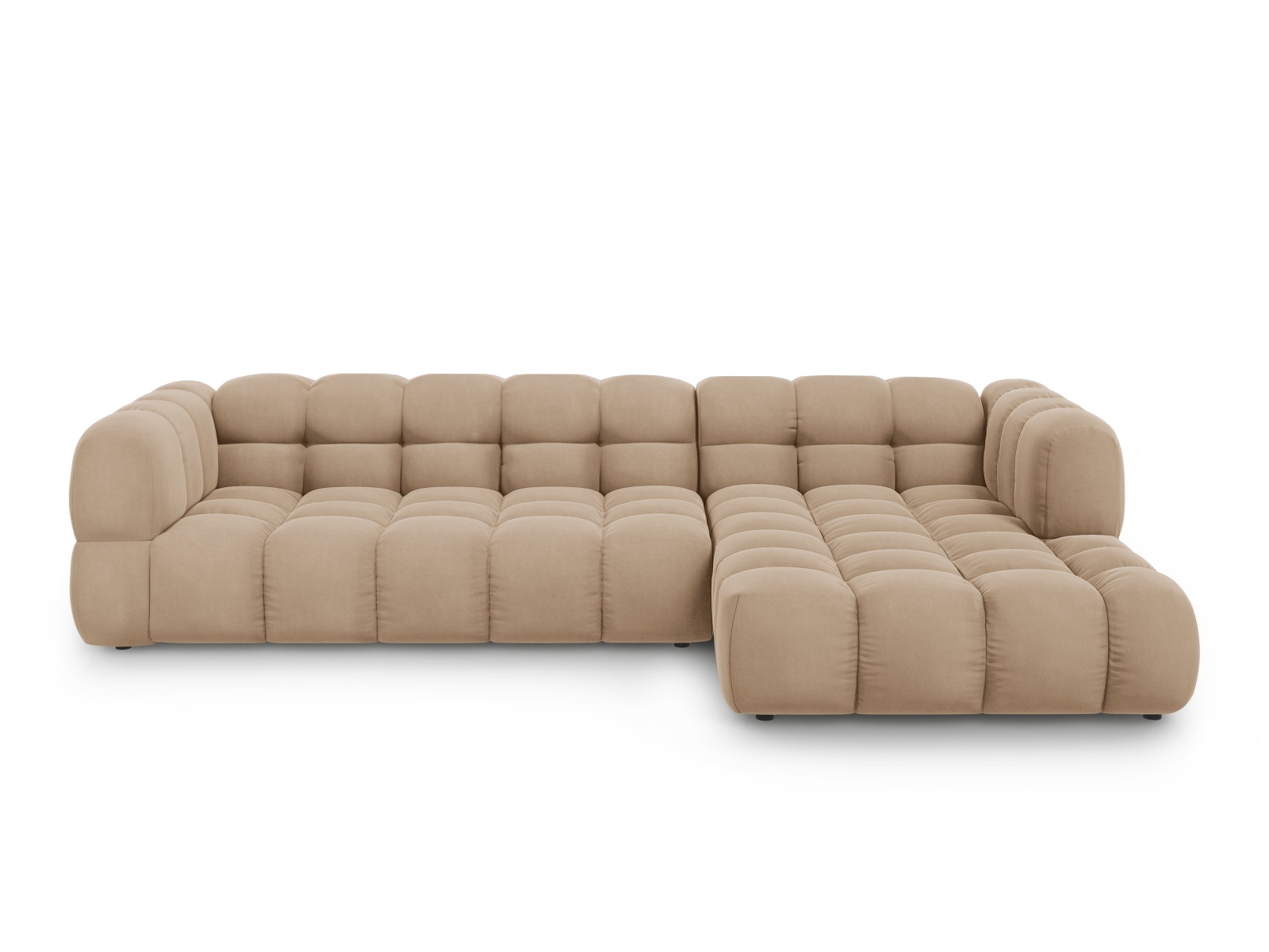 Cosmopolitan Design Ecksofa Sky 4-Sitzer große Version Samt Casino Mandelbeige Rechts