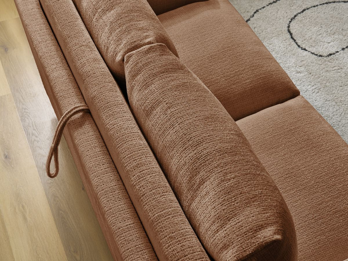 Bobochic Cocoone Schlafsofa 3-Sitzer Strukturstoff Orange, Liegefläche 160 × 200 cm