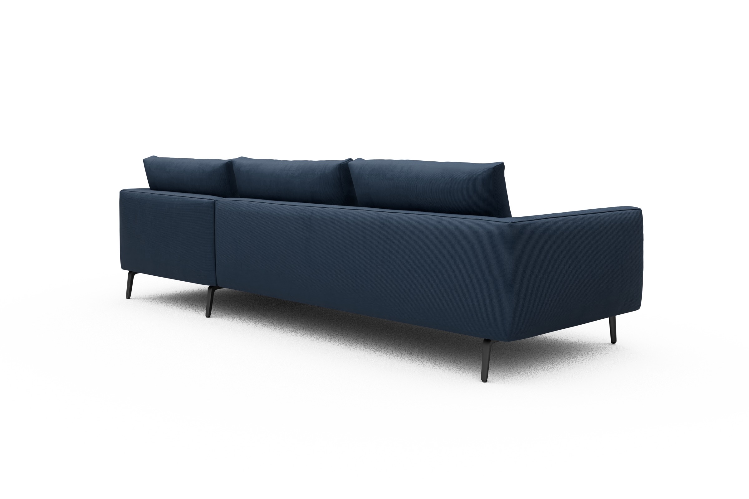 Ecksofa Karl Chaiselongue rechts mit 2,5-Sitzer Cordufine-Royal-Blue