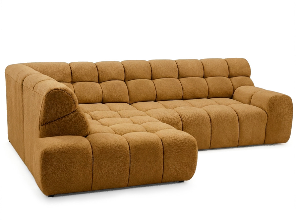 Bobochic Andre Ecksofa mit Schlaffunktion Chenille Gelb Ecke links