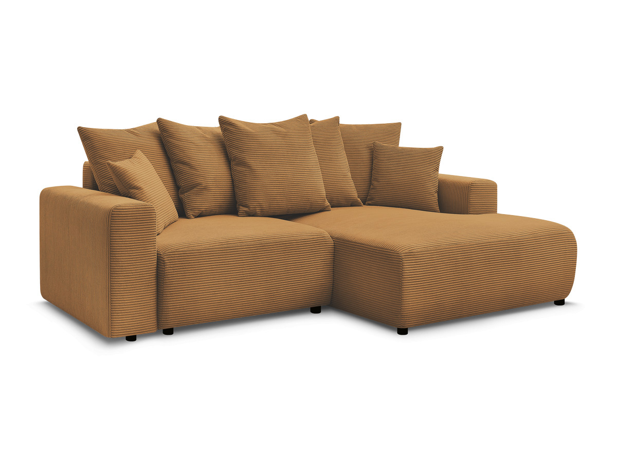 Bobochic Atilla Ecksofa mit Schlaffunktion und Bettkasten Cordsamt Gelb Ecke rechts