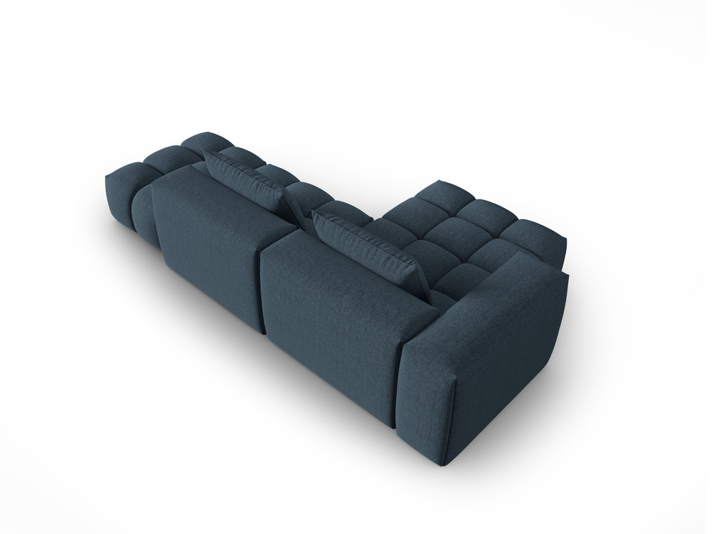 Cosmopolitan Design Ecksofa Verona 4-Sitzer offen Strukturierter Stoff Sorella Dunkelblau Links
