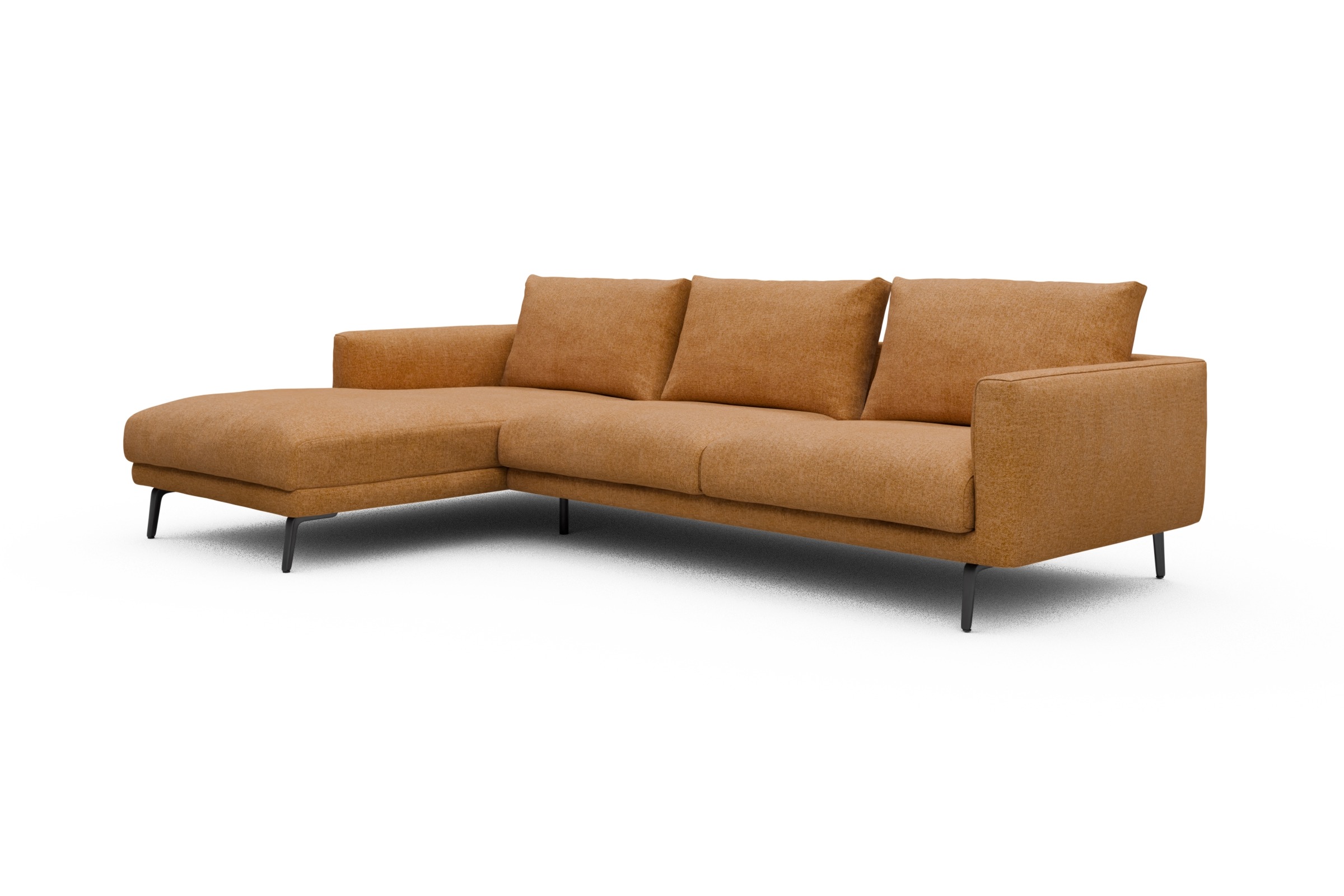 Ecksofa Karl Chaiselongue links mit 2,5-Sitzer Casone-Warm-Yellow
