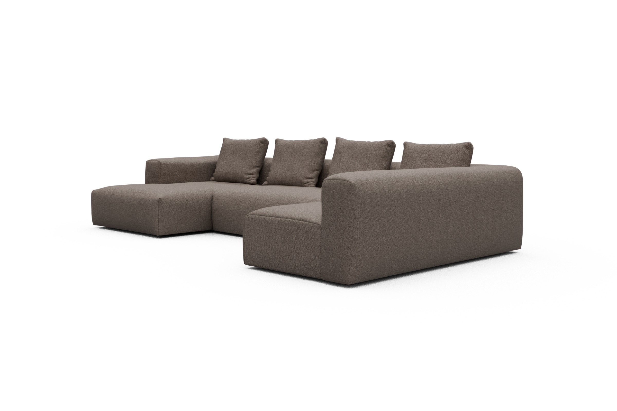 Wohnlandschaft Fred Chaiselongue links mit 2-Sitzer und lange Armlehne rechts Sama-Stone