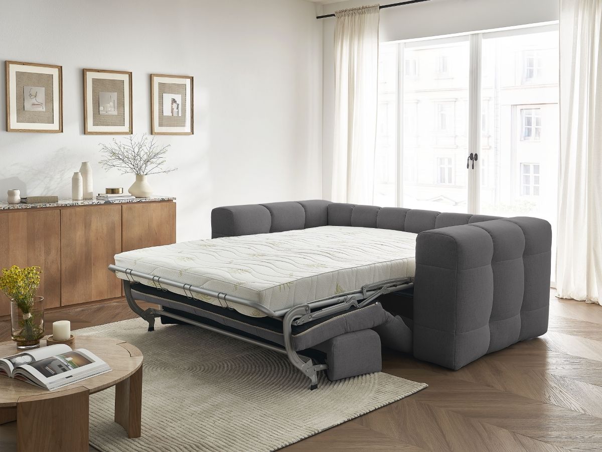 Bobochic Cloud Schlafsofa 3-Sitzer Stoff Dunkelgrau