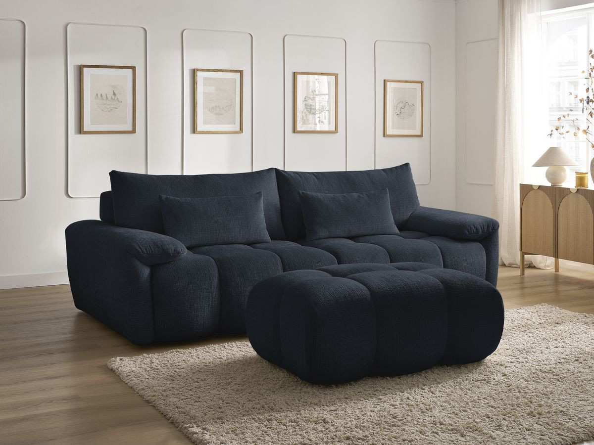 Bobochic Ivane Sofa 4-Sitzer Strukturstoff Dunkelblau