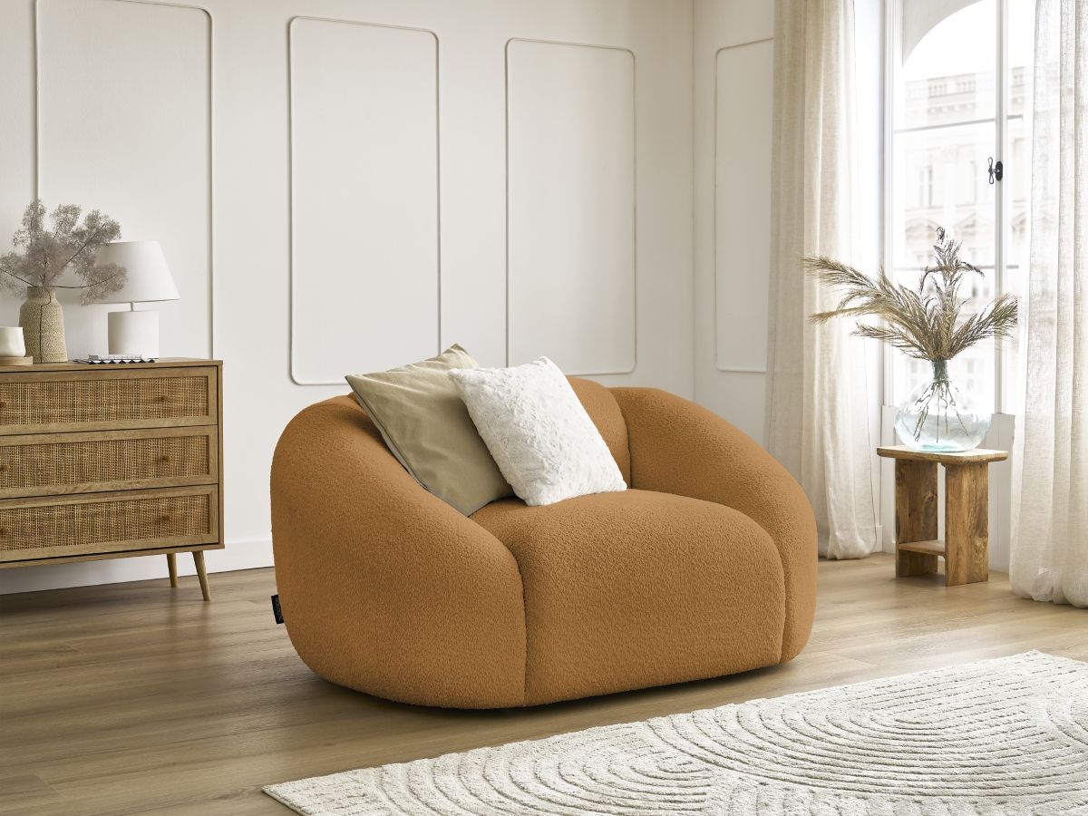 Bobochic Tina Sessel Bouclé-Stoff Gelb