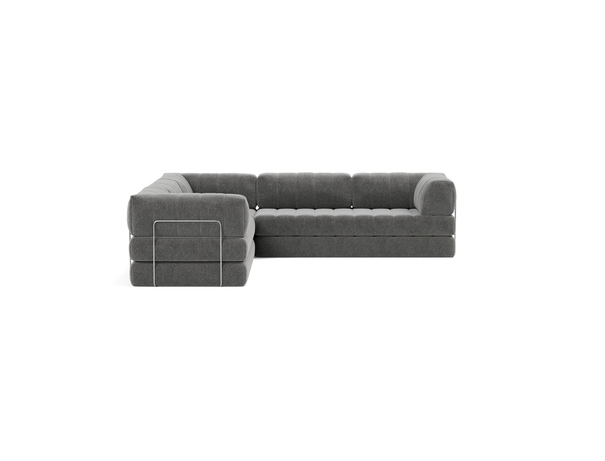 Eck-Schlafsofa CozyPad mit Armlehnen Strukturierter Stoff Twist 563-Charcoal