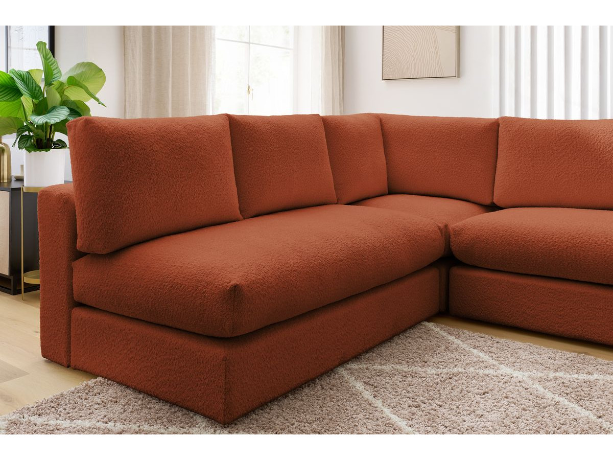 Bobochic Paris Ecksofa mit Pouf 369 × 262 cm Bouclé-Stoff Orange
