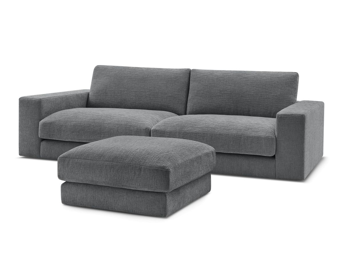 Bobochic Leonard Sofa 4-Sitzer mit Pouf 234 × 109 cm Strukturstoff Dunkelgrau