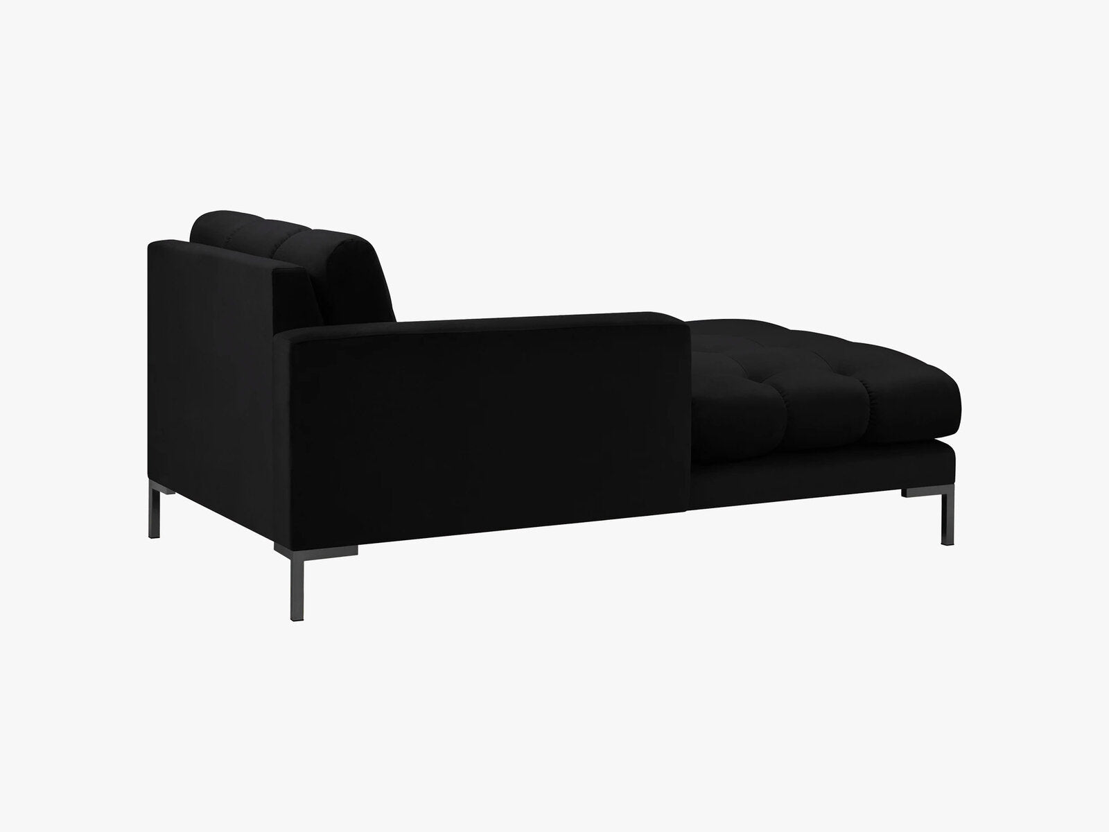 Micadoni Recamiere Mamaia 1-Sitzer Links Samt Bluvel Schwarz schwarze Beine
