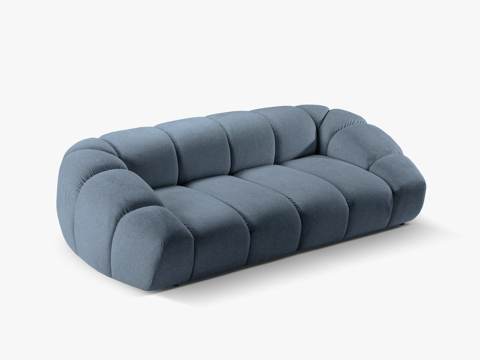 Micadoni Sofa Diana 3-Sitzer XL Strukturierter Samtstoff Jeansblau
