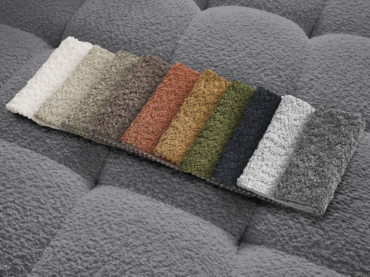 Bobochic Anis Sofa 5-Sitzer mit Pouf Bouclé-Stoff Dunkelgrau