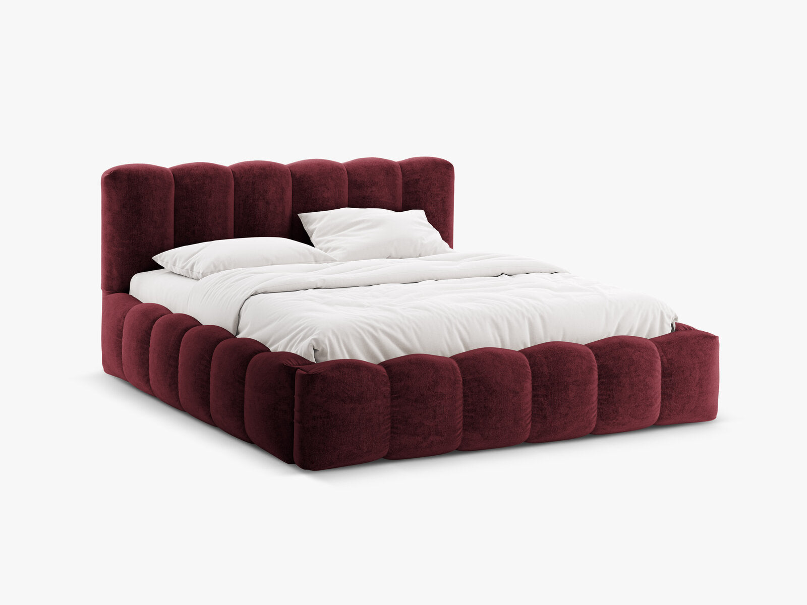 Micadoni Stauraumbett mit Kopfteil Lupine Chenille Perfect Harmony Kirschbaum