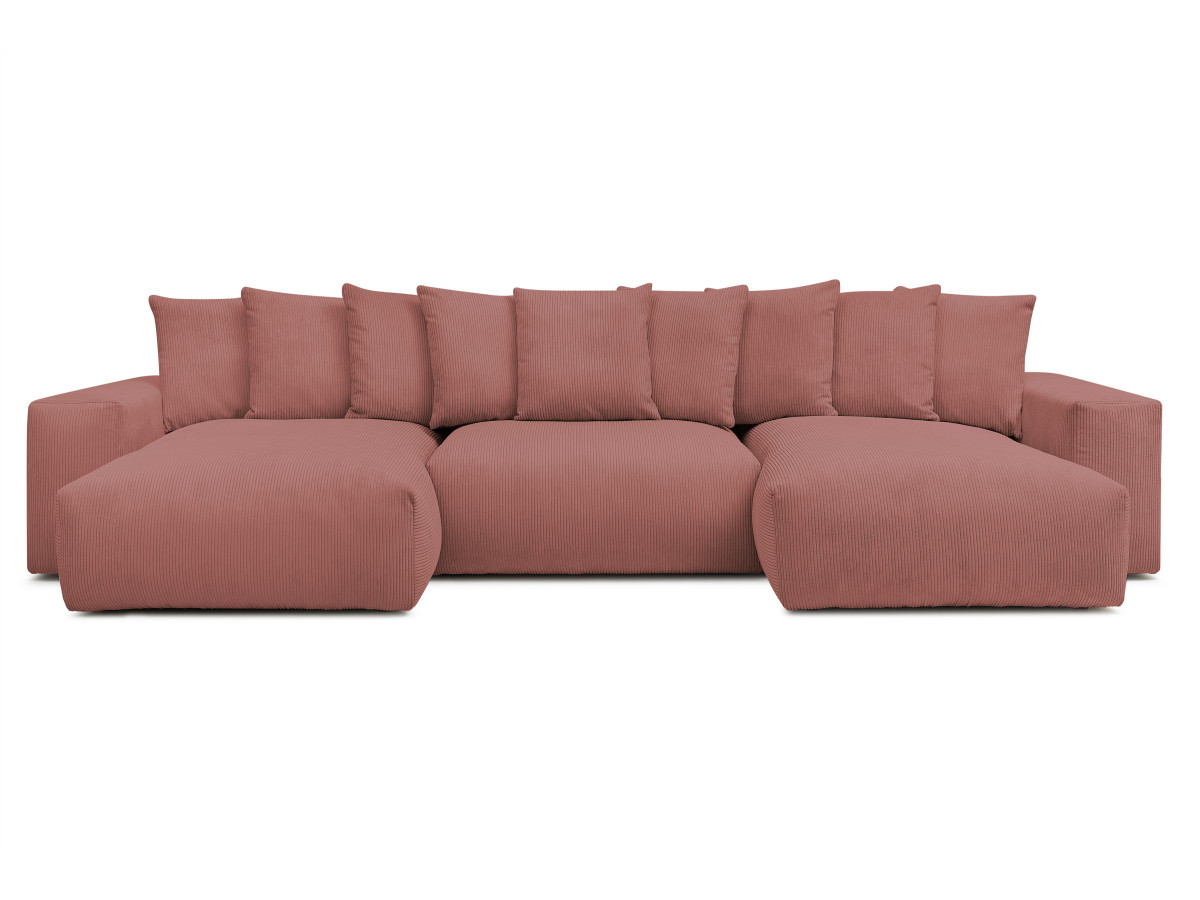 Bobochic Voltaire Wohnlandschaft 420 × 174 cm Cordsamt Rosa