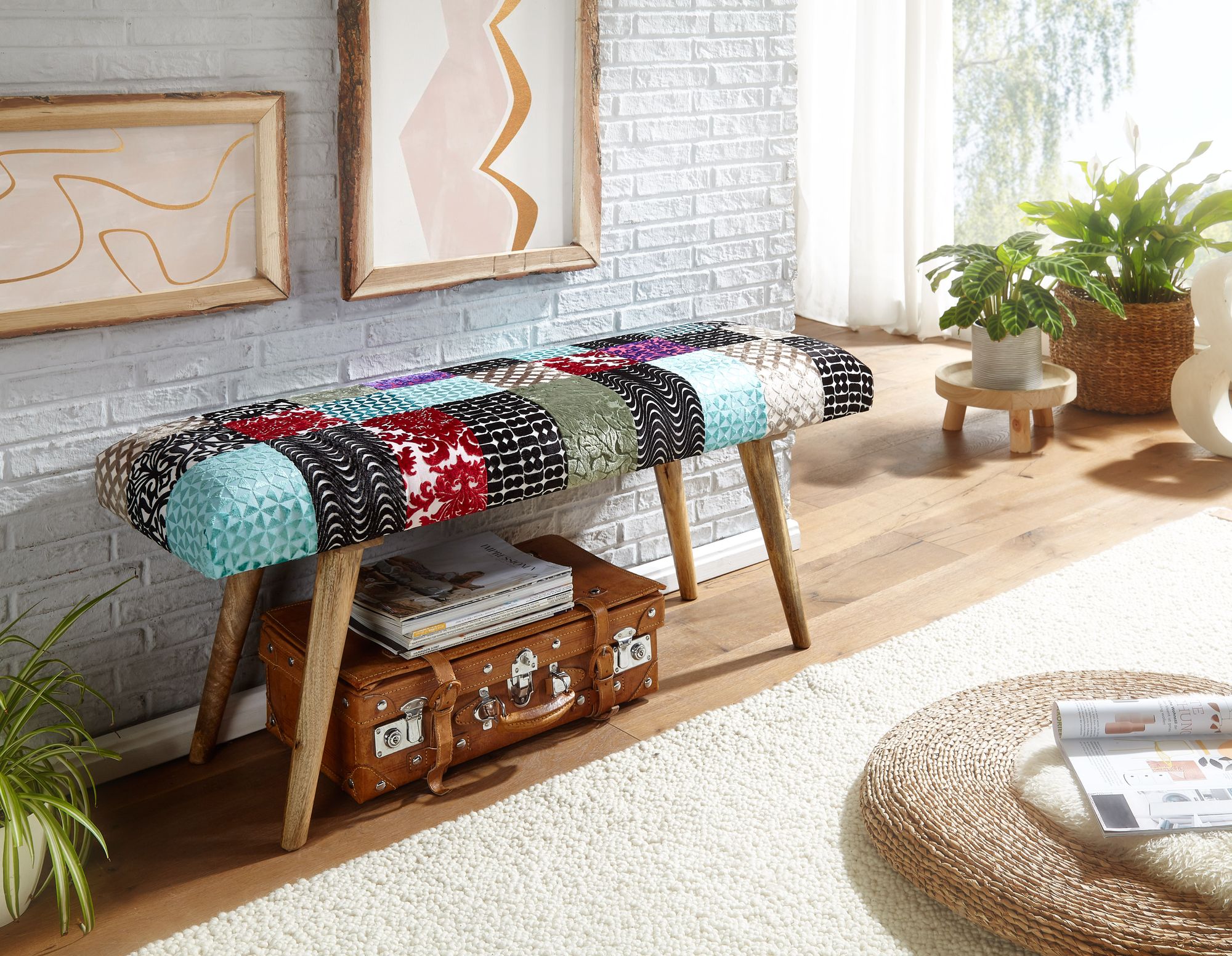 Sitzbank Hjalteyri Samt Bunt 117 × 38 × 51 cm