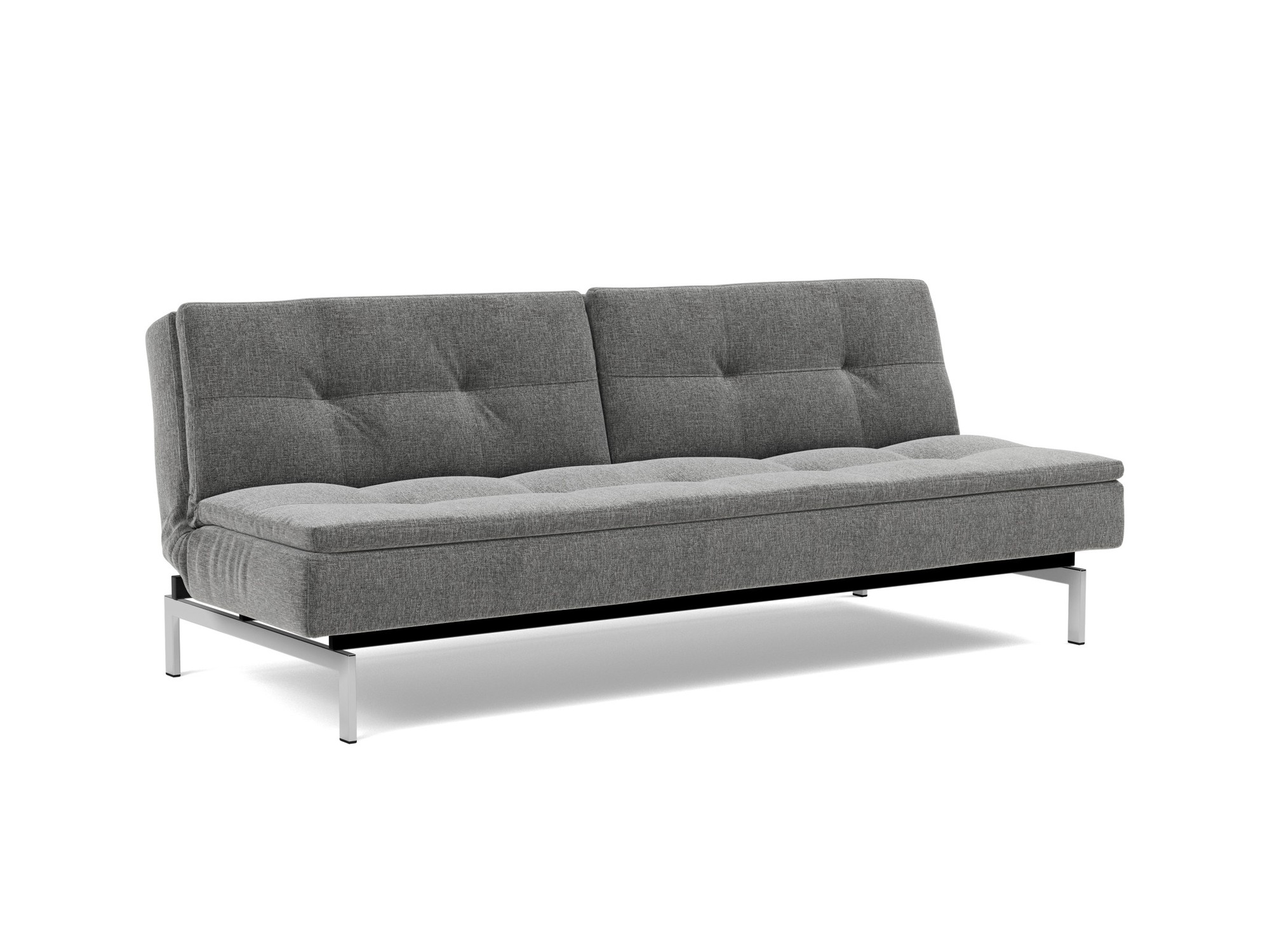 Schlafsofa Dublexo Strukturierter Stoff Twist 563-Charcoal Beine Chrom