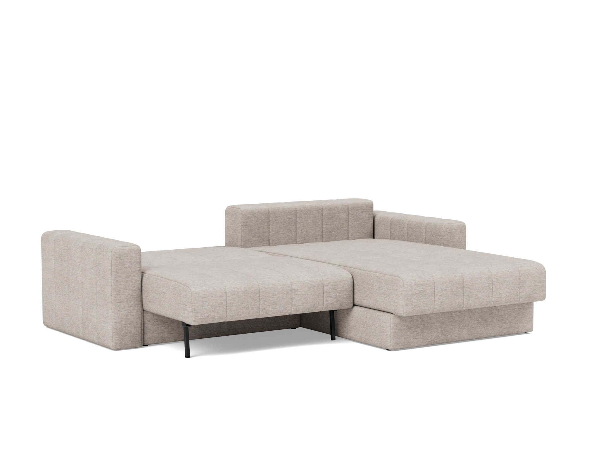 Schlafsofa Akello mit Chaiselongue und Armlehnen Chenille Yuveno 471-Sand