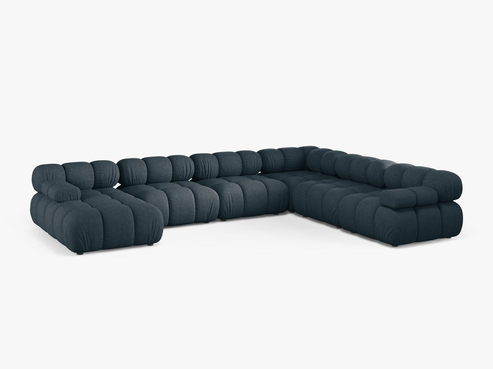 Micadoni Modulares Panorama Ecksofa Bellis 8-Sitzer Rechts Strukturierter Stoff Liberty Dunkel Petrol