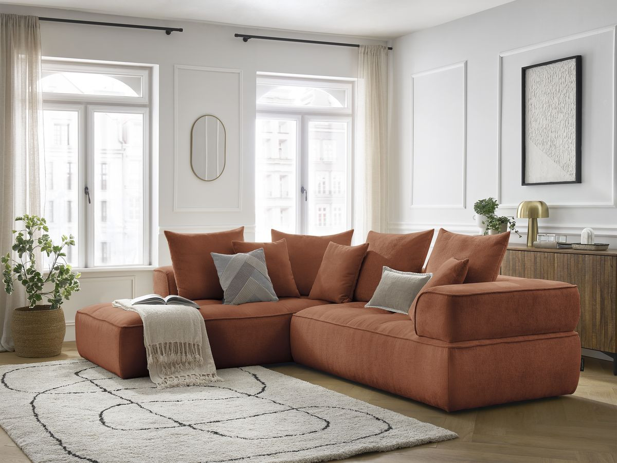 Bobochic Whesley Ecksofa Stoff Orange Ecke links