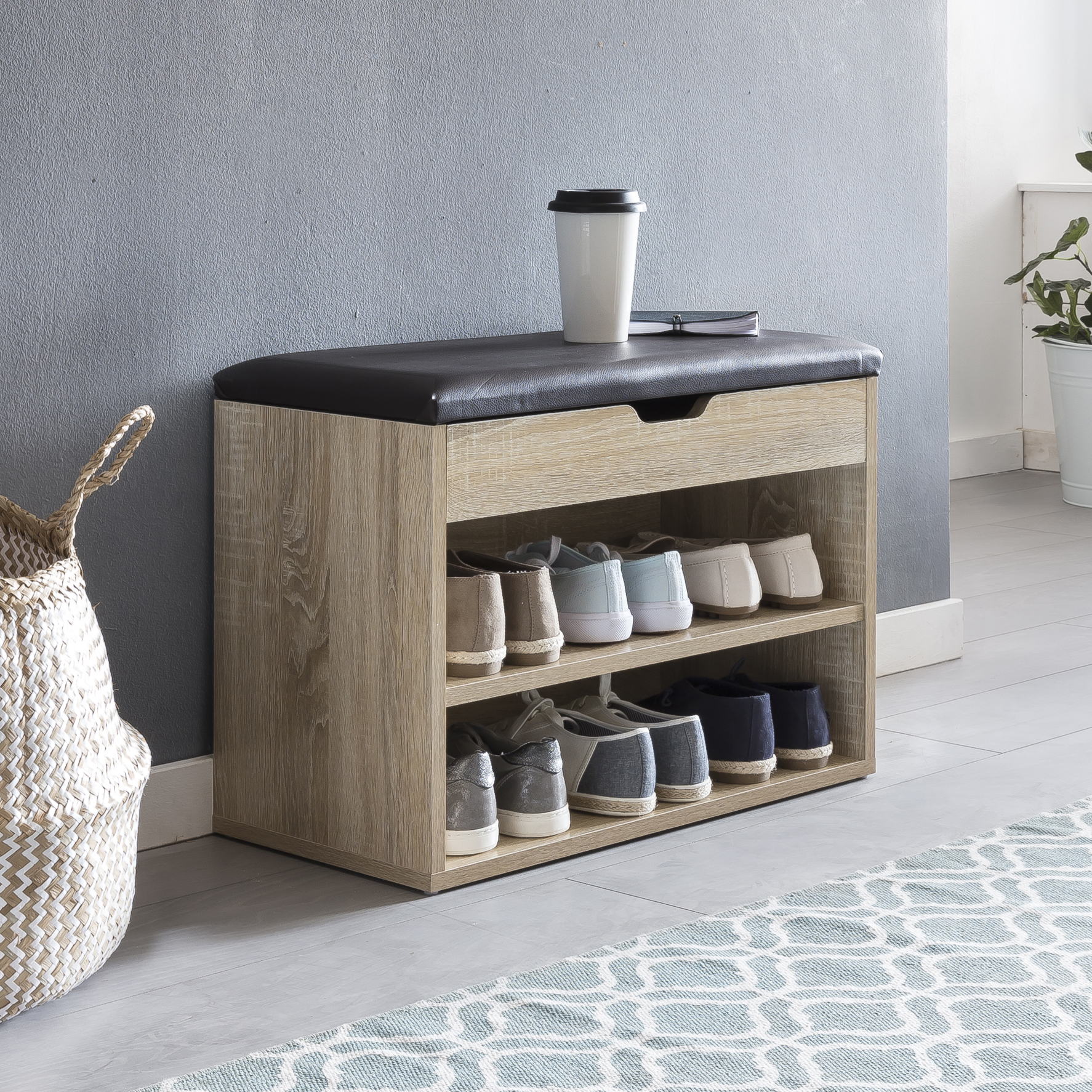 Schuhbank Ervik Sonoma 60 × 30 × 40 cm