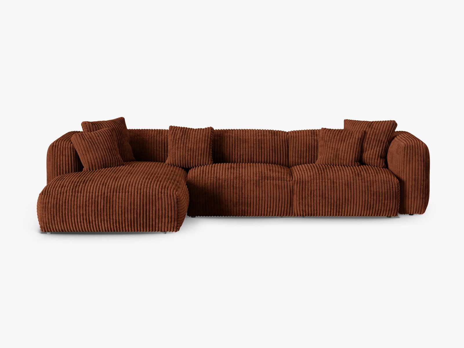 Micadoni Ecksofa Martina 3-Sitzer 90cm Sitztiefe Links Kord Tilia Ziegel