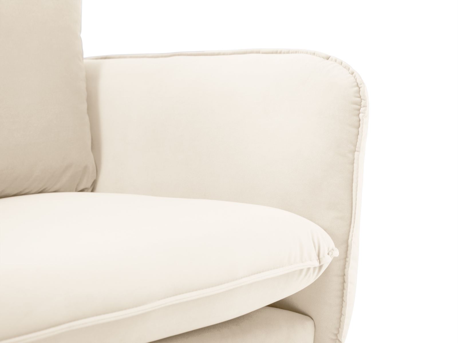 Cosmopolitan Design Ecksofa Vienna 6-Sitzer Samt Bluvel Helles Beige Links Beine Gold